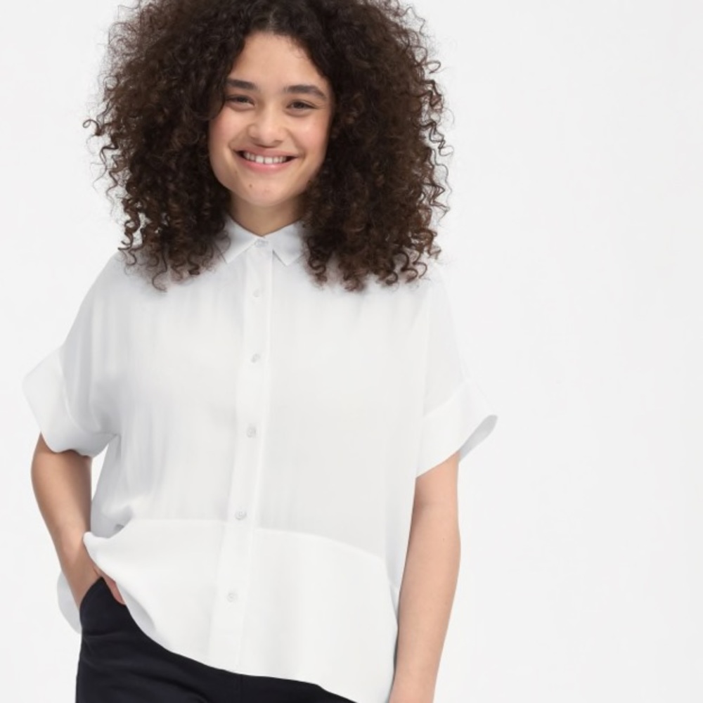 Everlane The Clean Silk Short-Sleeve Square Shirt